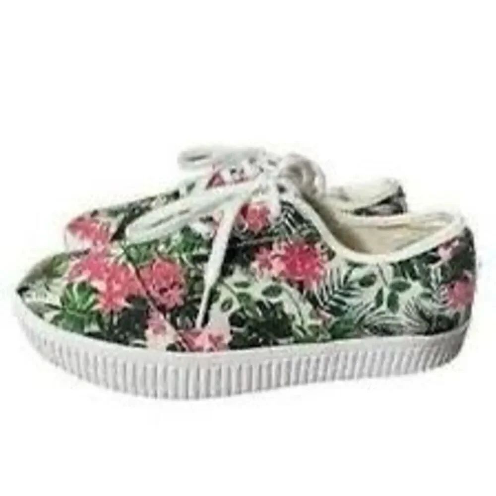 TOMS Womens Size 5.5 Cardones Indio Platform Sneakers Tropical Floral Canvas NWT